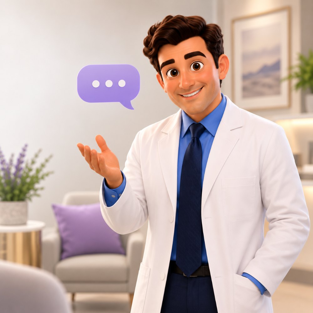 Illustration of Dr. Charles Sutera inviting questions
